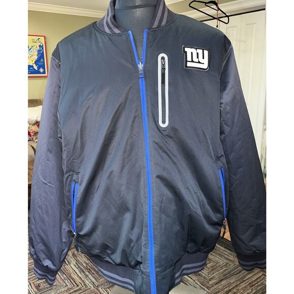 NFL Onfield Apparel Men’s Reversible NY Giants Jacket XL Blk/Gr/BL‎ - Picture 1 of 7